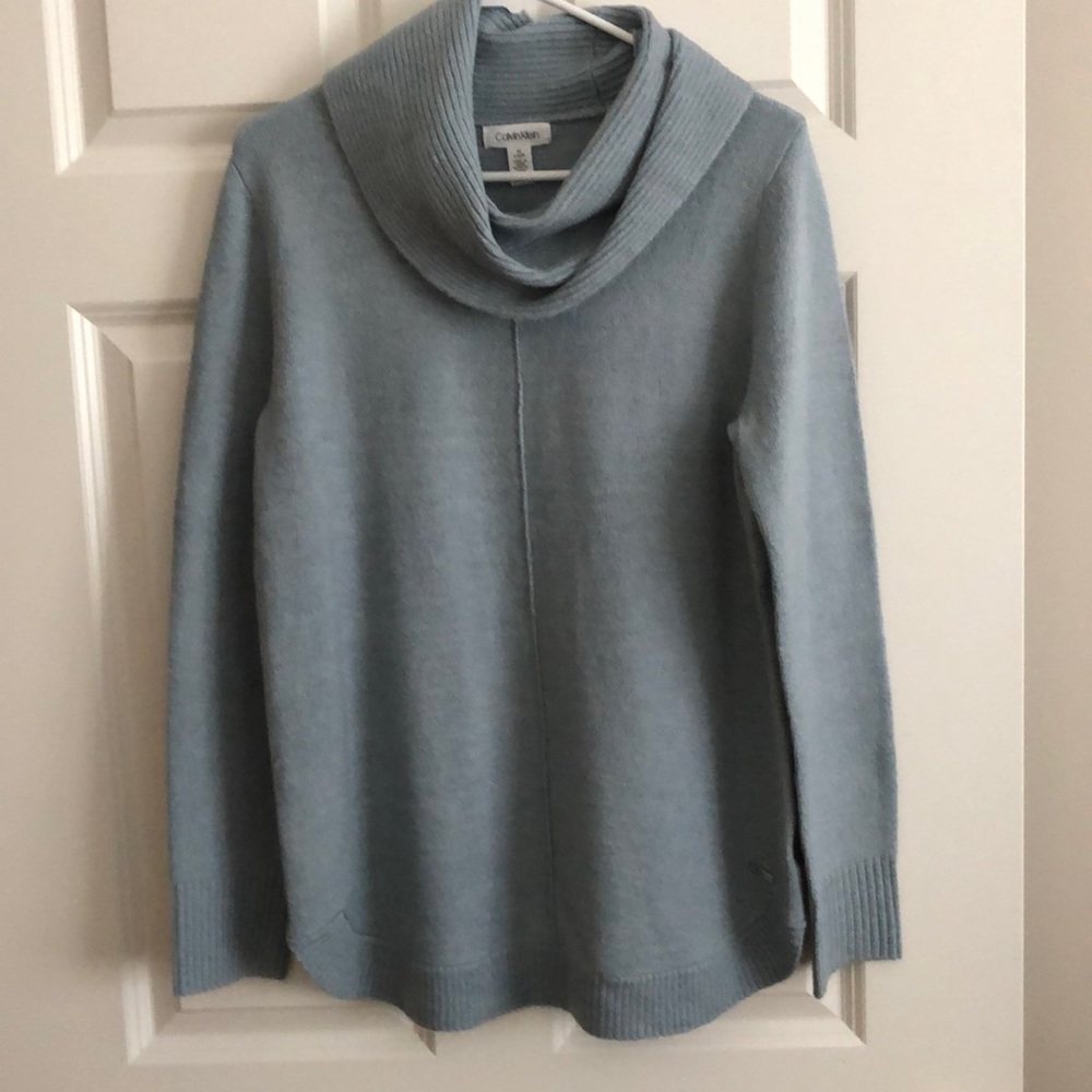 Calvin Klein light blue sweater with cowl neck